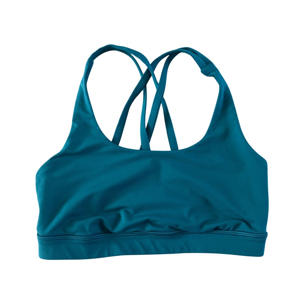 Lululemon Free To Be Wild Sports Bra Teal Strappy Back W2326S Size 4 (NO PADS)